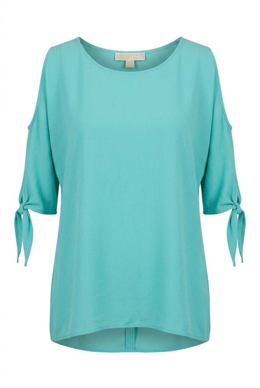 Michael Michael Kors Turquoise Cold Shoulder Tie Sleeve Blouse Size 2X item 007